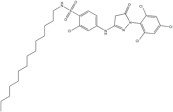 1-(2,4,6-Trichlorophenyl)-3-[3-chloro-4-(N-tetradecylsulfamoyl)anilino]-5(4H)-pyrazolone 结构式