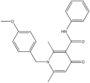 1-(4-Methoxybenzyl)-1,4-dihydro-2,6-dimethyl-N-phenyl-4-oxopyridine-3-carboxamide 结构式