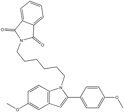 N-[6-[5-Methoxy-2-(4-methoxyphenyl)-1H-indol-1-yl]hexyl]phthalimide 结构式