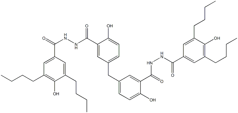 5,5'-Methylenebis[2-hydroxy-N'-(4-hydroxy-3,5-dibutylbenzoyl)benzenecarbohydrazide] 结构式