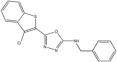 N-Benzyl-5-(3-chlorobenzo[b]thiophen-2-yl)-1,3,4-oxadiazol-2-amine 结构式