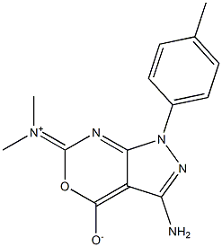 [1,6-Dihydro-3-amino-1-(4-methylphenyl)-6-(dimethyliminio)pyrazolo[3,4-d][1,3]oxazine]-4-olate 结构式