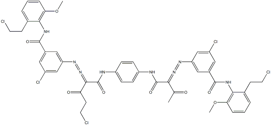 3,3'-[2-(Chloromethyl)-1,4-phenylenebis[iminocarbonyl(acetylmethylene)azo]]bis[N-[2-(2-chloroethyl)-6-methoxyphenyl]-5-chlorobenzamide] 结构式