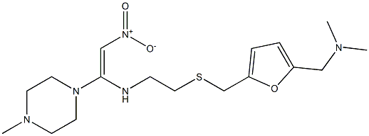1-[[2-[[[5-(Dimethylaminomethyl)-2-furyl]methyl]thio]ethyl]amino]-1-(4-methylpiperazino)-2-nitroethene 结构式