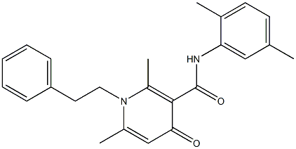 N-(2,5-Dimethylphenyl)-1-phenethyl-2,6-dimethyl-4-oxo-1,4-dihydro-3-pyridinecarboxamide 结构式