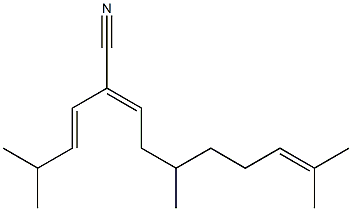 5,9-Dimethyl-2-[(E)-3-methyl-1-butenyl]-2,8-decadienenitrile 结构式