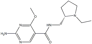 (-)-2-Amino-N-[[(2S)-1-ethyl-2-pyrrolidinyl]methyl]-4-methoxy-5-pyrimidinecarboxamide 结构式