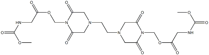 4,4'-Ethylenebis(2,6-dioxopiperazine-1-methanol)bis[(methoxycarbonylamino)acetate] 结构式