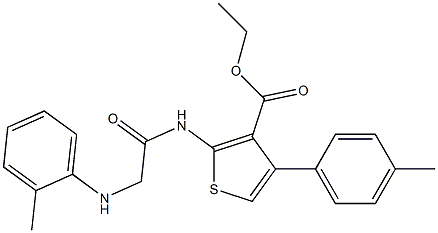 2-[[[(2-Methylphenyl)amino]acetyl]amino]-4-(4-methylphenyl)thiophene-3-carboxylic acid ethyl ester 结构式