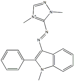 2,4-Dimethyl-3-[(1-methyl-2-phenyl-1H-indol-3-yl)azo]-2H-1,2,4-triazol-4-ium 结构式