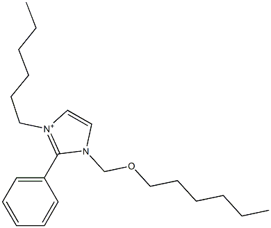 3-Hexyl-2-phenyl-1-[(hexyloxy)methyl]-1H-imidazol-3-ium 结构式
