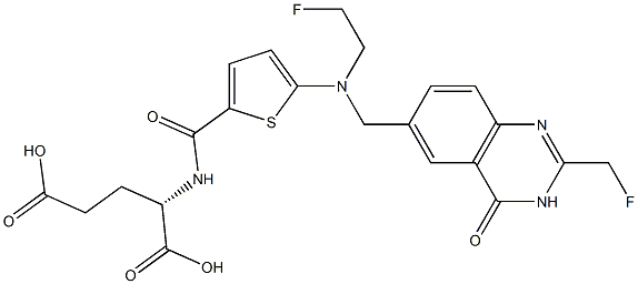 (2S)-2-[5-[N-(2-Fluoroethyl)-N-[[(3,4-dihydro-2-fluoromethyl-4-oxoquinazolin)-6-yl]methyl]amino]-2-thienylcarbonylamino]glutaric acid 结构式