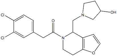 4,5,6,7-Tetrahydro-5-[(3,4-dichlorophenyl)acetyl]-4-[(3-hydroxypyrrolidin-1-yl)methyl]furo[3,2-c]pyridine 结构式