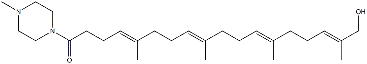 1-Methyl-4-(5,9,13,17-tetramethyl-18-hydroxy-1-oxooctadeca-4,8,12,16-tetren-1-yl)piperazine 结构式