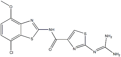 2-(Diaminomethyleneamino)-N-(7-chloro-4-methoxy-2-benzothiazolyl)thiazole-4-carboxamide 结构式