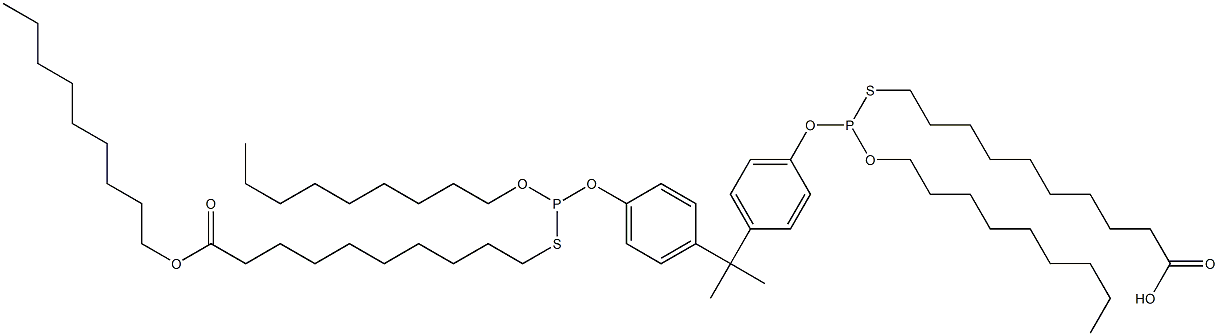 10,10'-[[Isopropylidenebis(4,1-phenyleneoxy)]bis[(nonyloxy)phosphinediylthio]]bis(decanoic acid nonyl) ester 结构式
