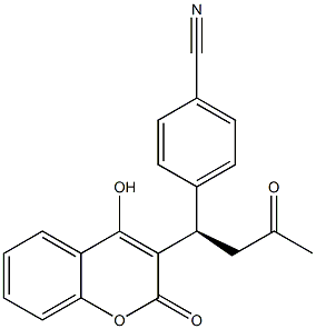 4-Hydroxy-3-[(1R)-3-oxo-1-(4-cyanophenyl)butyl]-2H-1-benzopyran-2-one 结构式