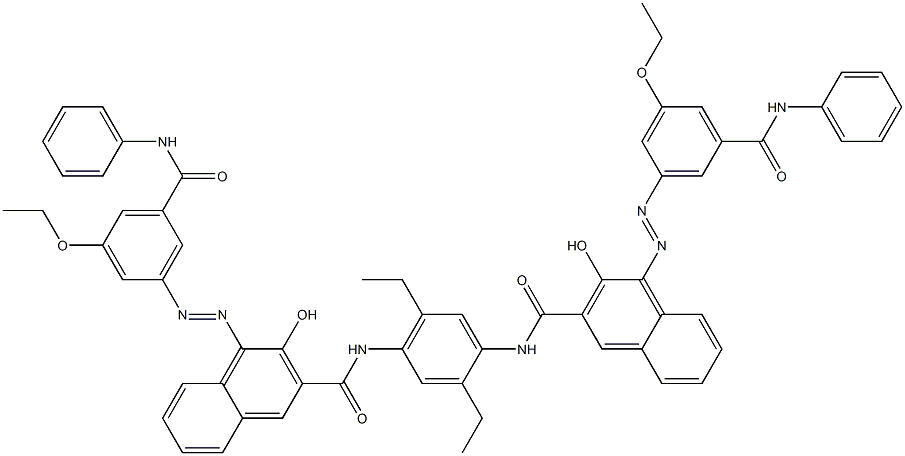 N,N'-(2,5-Diethyl-1,4-phenylene)bis[4-[[3-ethoxy-5-(phenylcarbamoyl)phenyl]azo]-3-hydroxy-2-naphthalenecarboxamide] 结构式