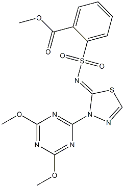 2-[[[3-(4,6-Dimethoxy-1,3,5-triazin-2-yl)-2,3-dihydro-1,3,4-thiadiazol]-2-ylidene]aminosulfonyl]benzoic acid methyl ester 结构式