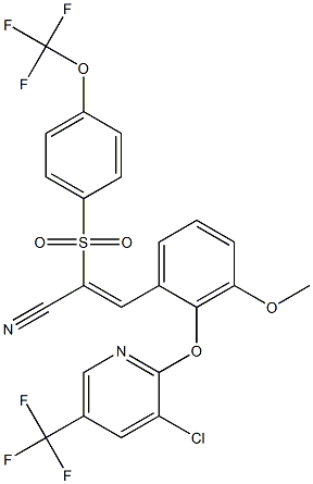 3-(2-(3-Chloro-5-(trifluoromethyl)(2-pyridyl)oxy)-3-methoxyphenyl)-2-((4-(trifluoromethoxy)phenyl)sulfonyl)prop-2-enenitrile 结构式