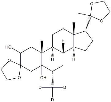 (5,17a)-Dihydroxy-6a-(methyl-d3)-pregnane-3,20-dione-3,20-bis(ethyleneketal) 结构式