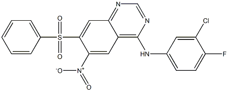 4-(3-氯-4-氟苯胺基)-7-苯磺酰基-6-硝基喹唑啉 结构式