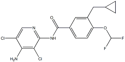 3-(环丙甲基)-N-(3,5-二氯-4-氨基吡啶基)-4-(二氟甲氧基)苯甲酰胺 结构式