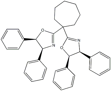 (4S,4'S,5R,5'R)-2,2'-(Cycloheptane-1,1-diyl)bis(4,5-diphenyl-4,5-dihydrooxazole), 95%, (99% ee) 结构式