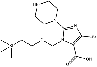 4-Bromo-2-(piperazin-1-yl)-1-((2-(trimethylsilyl)ethoxy)methyl)-1H-imidazole-5-carboxylic acid 结构式