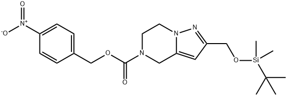 4-硝基苄基 2-(((叔丁基二甲基硅烷基)氧基)甲基)-6,7-二氢吡唑并[1,5-A]吡嗪-5(4H)-羧酸酯 结构式