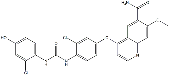 1-(4-(6-甲酰胺-7-甲氧基喹啉-4-氧代)-2-氯苯)-3-(2-氯-4-苯酚)脲 结构式