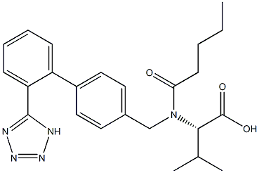(S)-N-(1-氧代戊基)-N-[4-[2-(1H-四氮唑-5-基)苯基]苄基]-L-缬氨酸 结构式