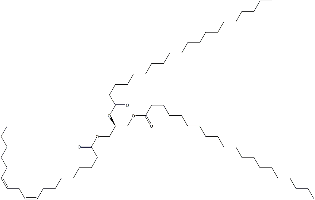 1-(9Z,12Z-octadecadienoyl)-2,3-dieicosanoyl-sn-glycerol 结构式