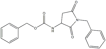 benzyl1-benzyl-2,5-dioxopyrrolidin-3-ylcarbamate 结构式