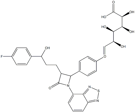 1-O-(4-(1-(2,1,3-benzothiadiazol-4-yl)-3-(3-hydroxy-3-(4-fluorophenyl)propyl)-2-oxo-4-azetidinyl)phenyl)glucuronic acid 结构式
