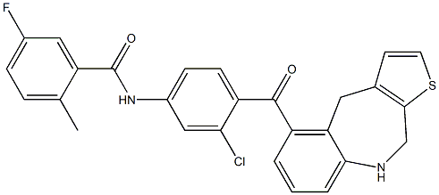 5-(((2-chloro-4-(5-fluoro-2-methylphenyl)carbonylamino)phenyl)carbonyl)-9,10-dihydro-4H-thieno(2,3-c)(1)benzazepine 结构式
