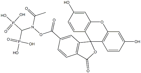 (fluorescein-6-carbonyloxy)acetoaminomethylene bisphosphonic acid 结构式