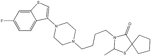 3-(4-(4-(6-fluorobenzo(b)thiophene-3-yl)-1-piperazinyl)butyl)-2-methyl-1-thia-3-azaspiro(4.4)nonan-4-one 结构式