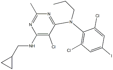 5-chloro-N-cyclopropylmethyl-N-(2,6-dichloro-4-iodophenyl)-2-methyl-N-propylpyrimidine-4,6-diamine 结构式