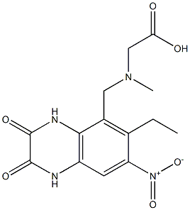 ((6-ethyl-7-nitro-2,3-dioxo-1,2,3,4-tetrahydroquinoxalin-5-ylmethyl)methylamino)acetic acid 结构式