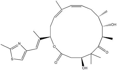 (2R,4Z,6E,9S,10S,11R,14S)-10,14-dihydroxy-5,9,11,13,13-pentamethyl-2-[(E)-1-(2-methyl-1,3-thiazol-4-yl)prop-1-en-2-yl]-1-oxacyclohexadeca-4,6-diene-12,16-dione 结构式