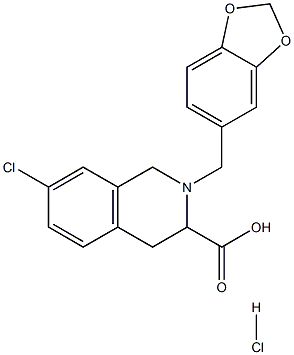 2-benzo[1,3]dioxol-5-ylmethyl-7-chloro-1,2,3,4-tetrahydro-isoquinoline-3-carboxylic acid hydrochloride 结构式