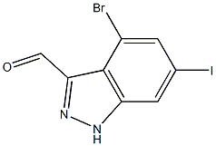 4-BROMO-6-IODOINDAZOLE-3-CARBOXYALDEHYDE 结构式