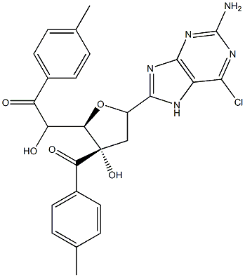 2-AMINO-6-CHLORO-9-(3,5-DI-(P-TOLUOYL)BETA-D-2-DEOXYRIBOFURANOSYL)PURINE 结构式