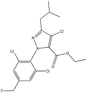 4-CHLORO-1-[2,6-DICHLORO-4-(FLUOROMETHYL)PHENYL]-3-(2-METHYLPROPYL)-1H-PYRAZOLE-5-CARBOXYLIC ACID ETHYL ESTER 结构式