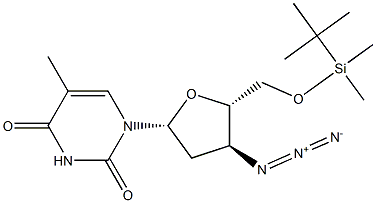 3'-Azido-5'-O-t-butyldimethylsilyl-3'-deoxythymidine 结构式