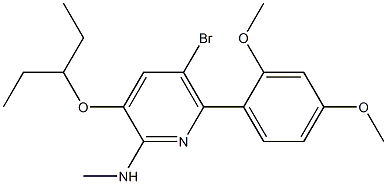 5-BROMO-6-(2,4-DIMETHOXYPHENYL)-3-(1-ETHYLPROPOXY)-N-METHYLPYRIDIN-2-AMINE 结构式