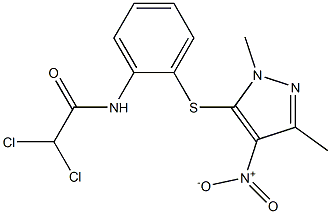 N1-{2-[(1,3-dimethyl-4-nitro-1H-pyrazol-5-yl)thio]phenyl}-2,2-dichloroacetamide 结构式