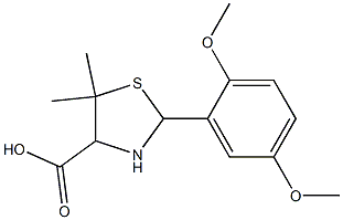 2-(2,5-dimethoxyphenyl)-5,5-dimethyl-1,3-thiazolane-4-carboxylic acid 结构式