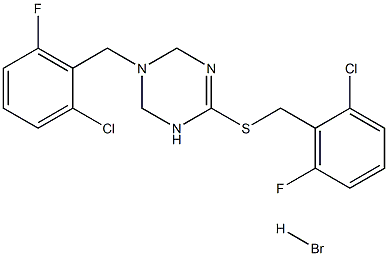 3-(2-chloro-6-fluorobenzyl)-6-[(2-chloro-6-fluorobenzyl)thio]-1,2,3,4-tetrahydro-1,3,5-triazine hydrobromide 结构式